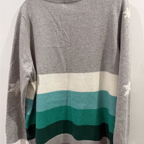 Talbots Gray and Teal Sweater with Snowflake and Tree Design - Picture 6 of 6